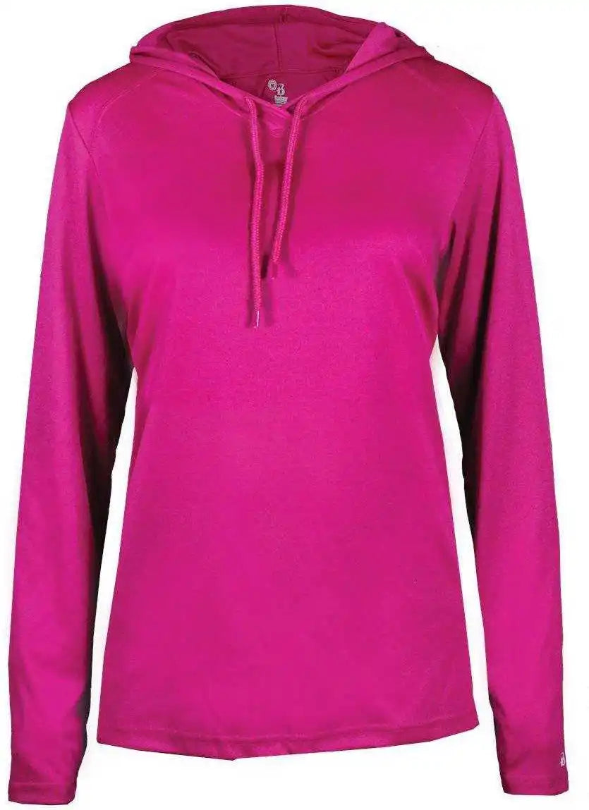 Badger Sport 4165 B-core Long Sleeve Ladies Hoodie Tee - Hot Pink