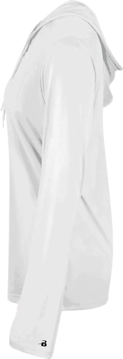 Badger Sport 4165 B-core Long Sleeve Ladies Hoodie Tee - White