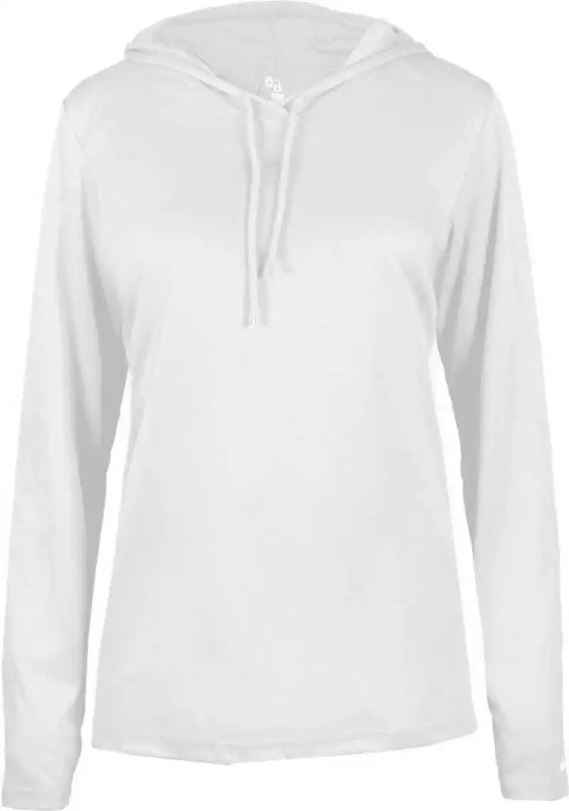 Badger Sport 4165 B-core Long Sleeve Ladies Hoodie Tee - White