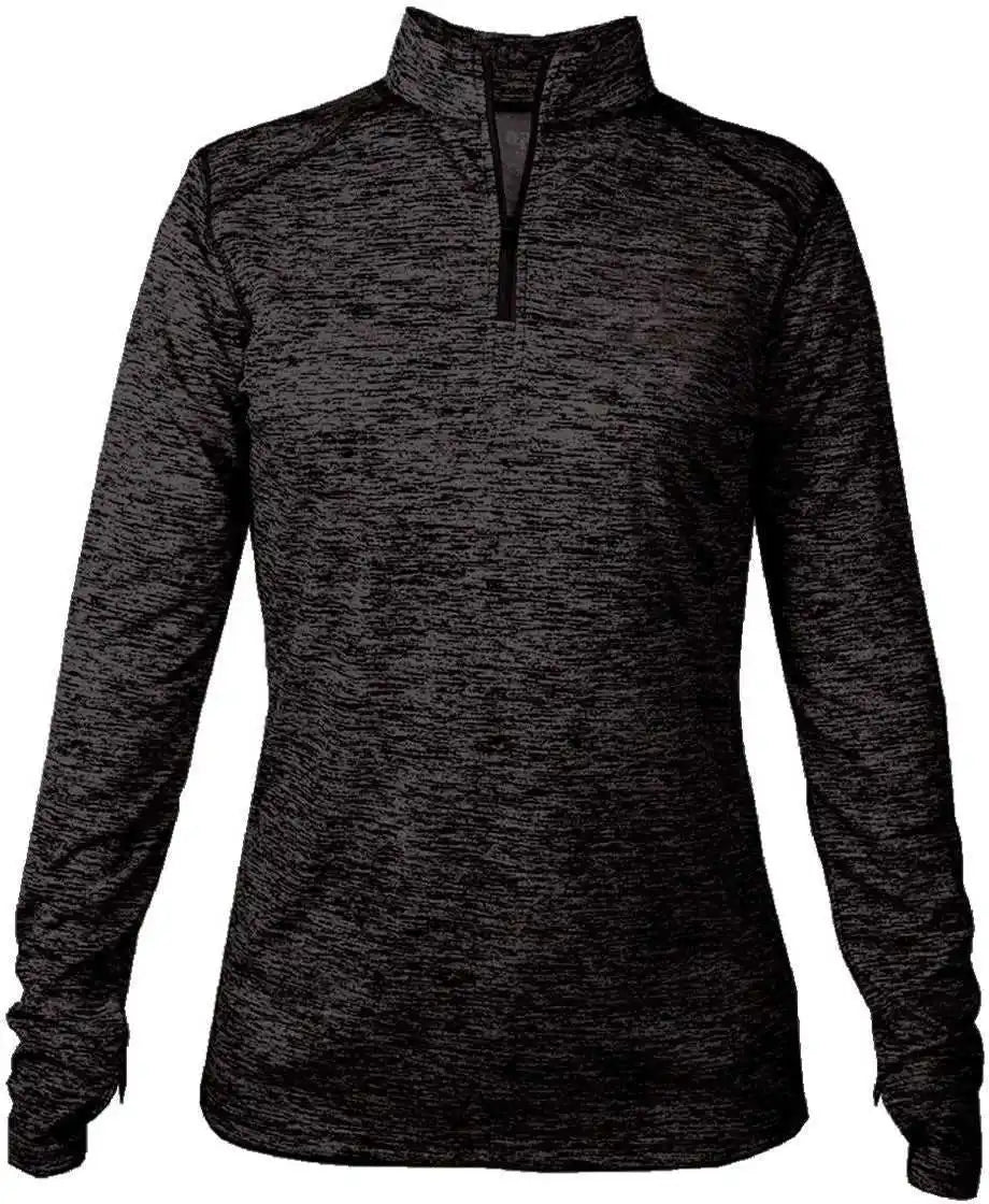 Badger Sport 4173 Tonal Blend Ladies 1/4 Zip - Black