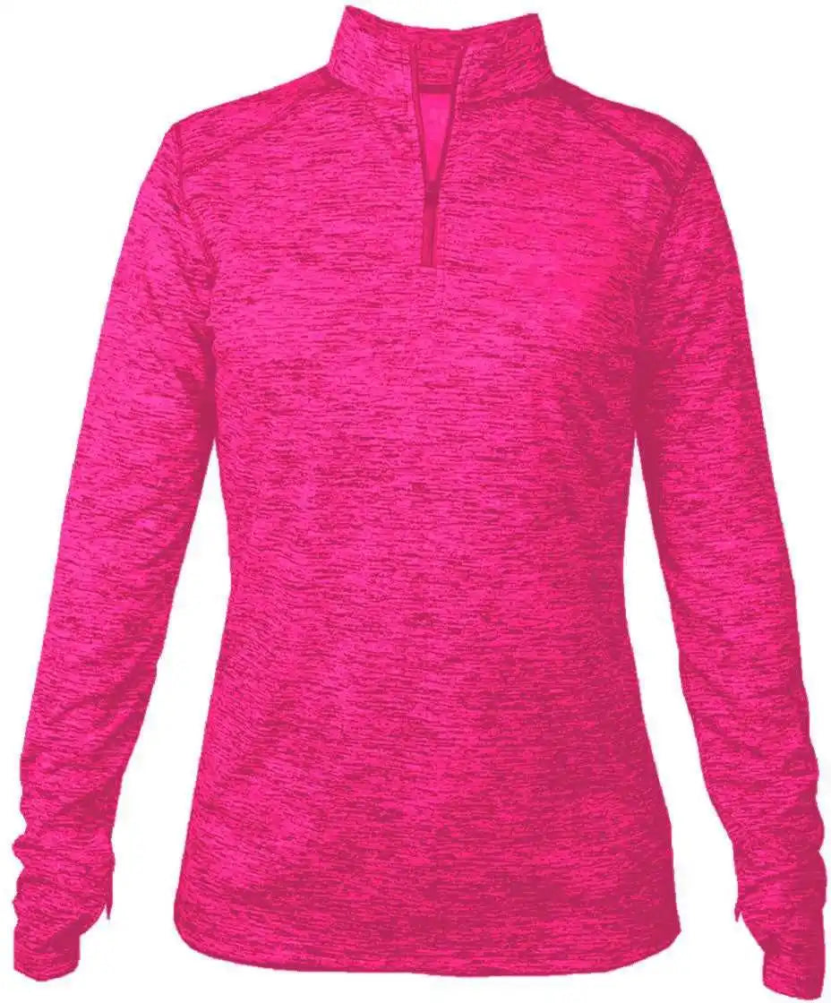 Badger Sport 4173 Tonal Blend Ladies 1/4 Zip - Hot Pink