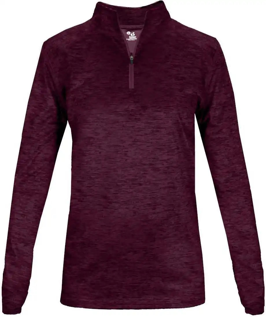 Badger Sport 4173 Tonal Blend Ladies 1/4 Zip - Maroon