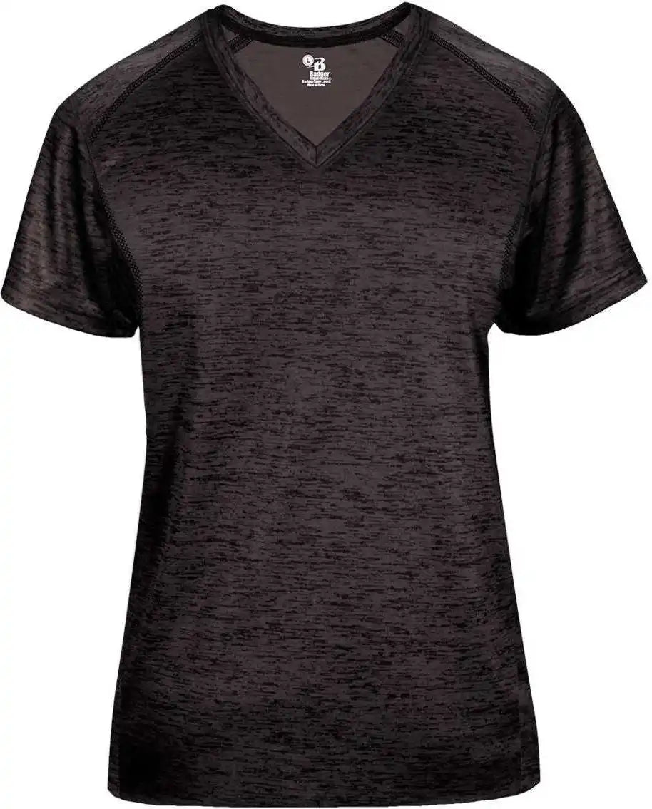 Badger Sport 4175 Tonal Blend Ladies V-neck Tee - Black