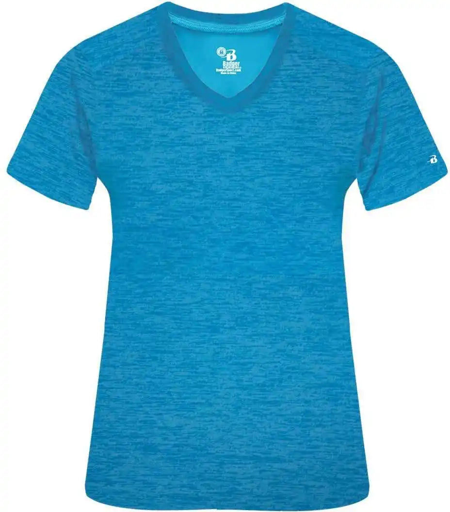 Badger Sport 4175 Tonal Blend Ladies V-neck Tee - Electric Blue