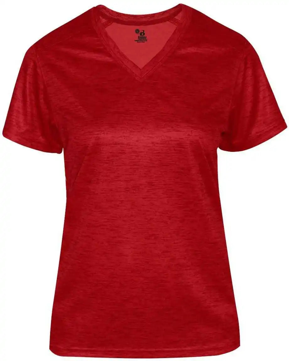 Badger Sport 4175 Tonal Blend Ladies V-neck Tee - Red
