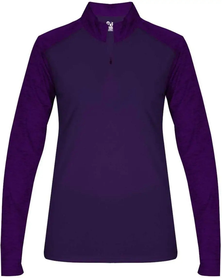 Badger Sport 4179 Tonal Blend Ladies 1/4 Zip - Purple
