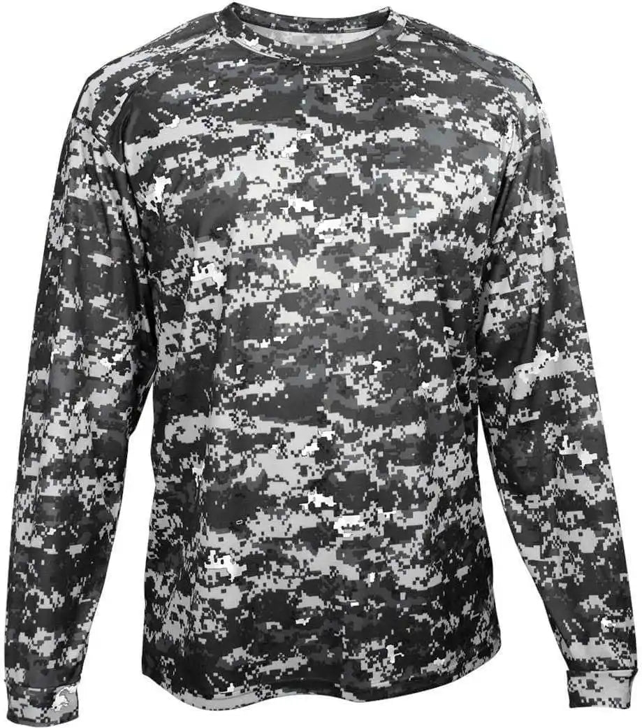 Badger Sport 4184 Adult Digital Long Sleeve Tee Black