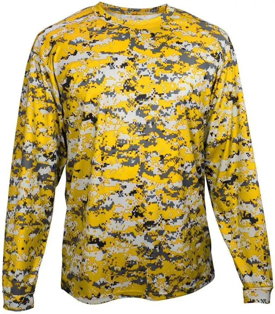 Badger Sport 4184 Adult Digital Long Sleeve Tee - Gold