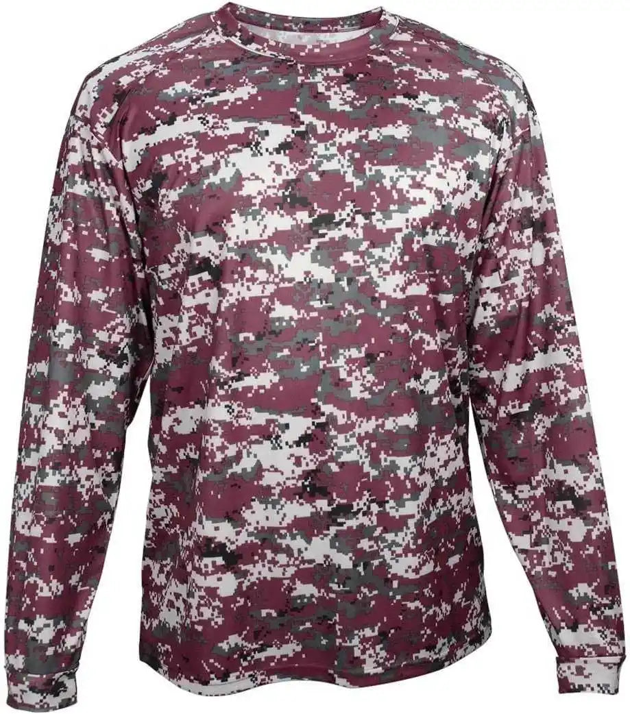 Badger Sport 4184 Adult Digital Long Sleeve Tee - Maroon