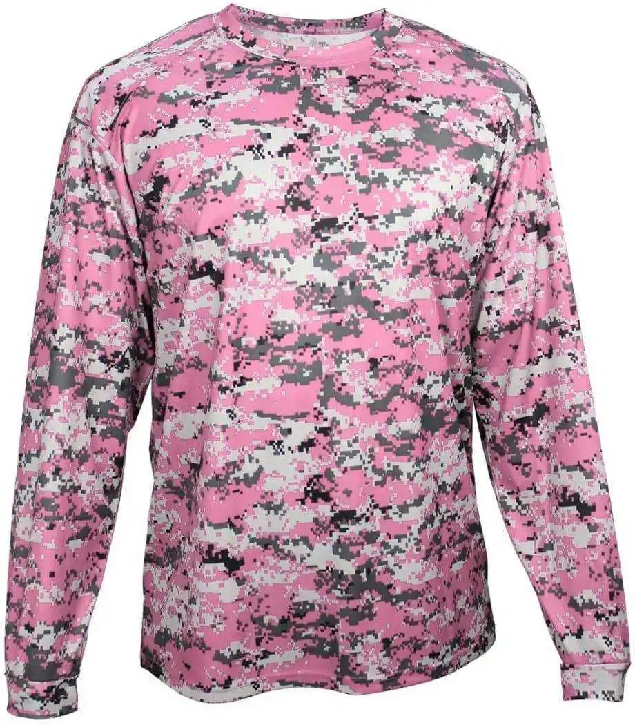Badger Sport 4184 Adult Digital Long Sleeve Tee - Pink