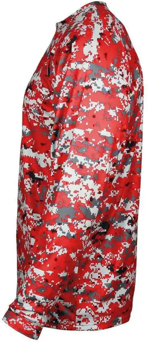 Badger Sport 4184 Adult Digital Long Sleeve Tee - Red