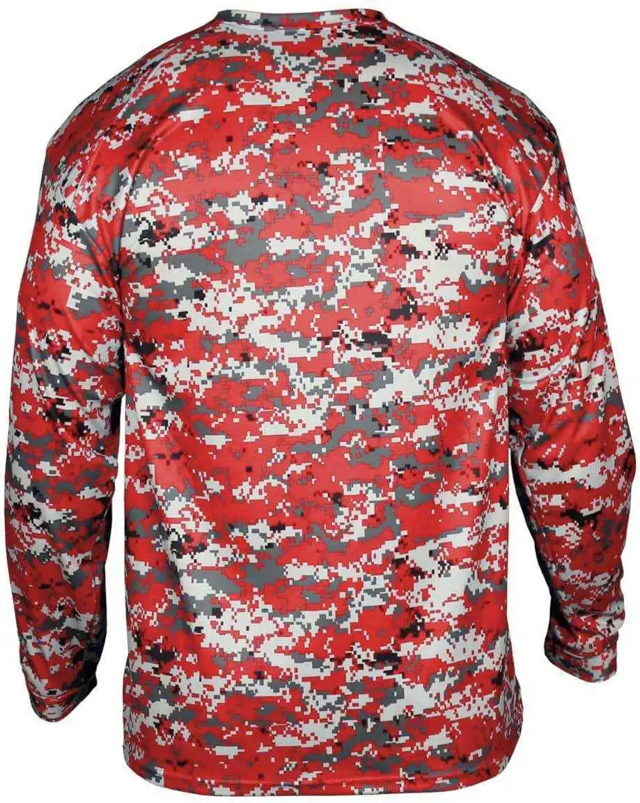Badger Sport 4184 Adult Digital Long Sleeve Tee - Red