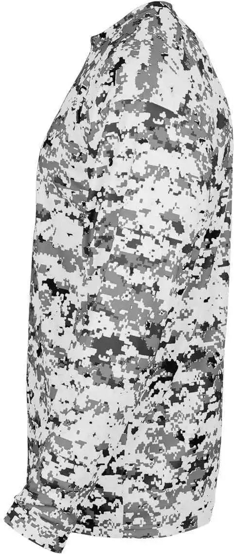 Badger Sport 4184 Adult Digital Long Sleeve Tee - White