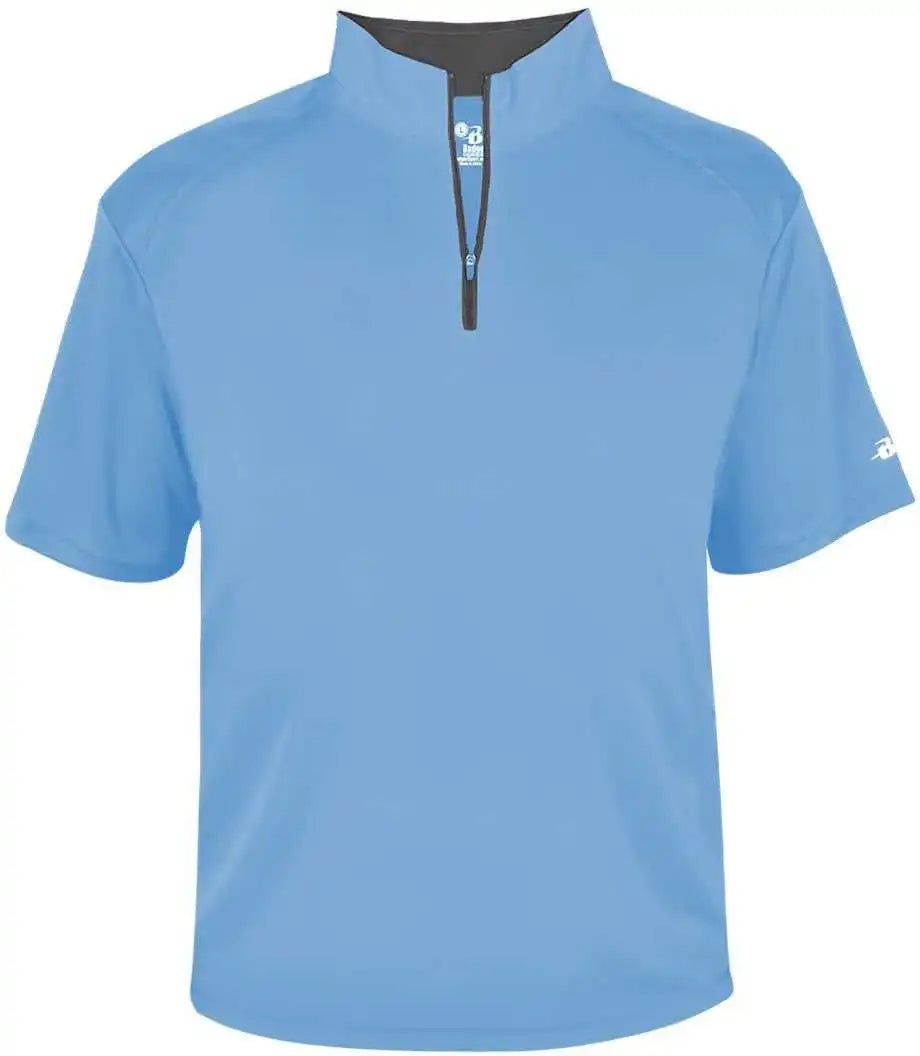 Badger Sport 4199 b Core Short Sleeve 1/4 Zip Columbia Blue Graphite