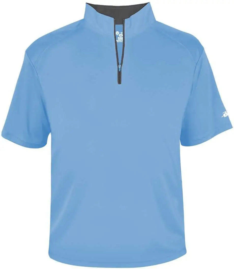 Badger Sport 4199 B-core Short Sleeve 1/4 Zip - Columbia Blue Graphite