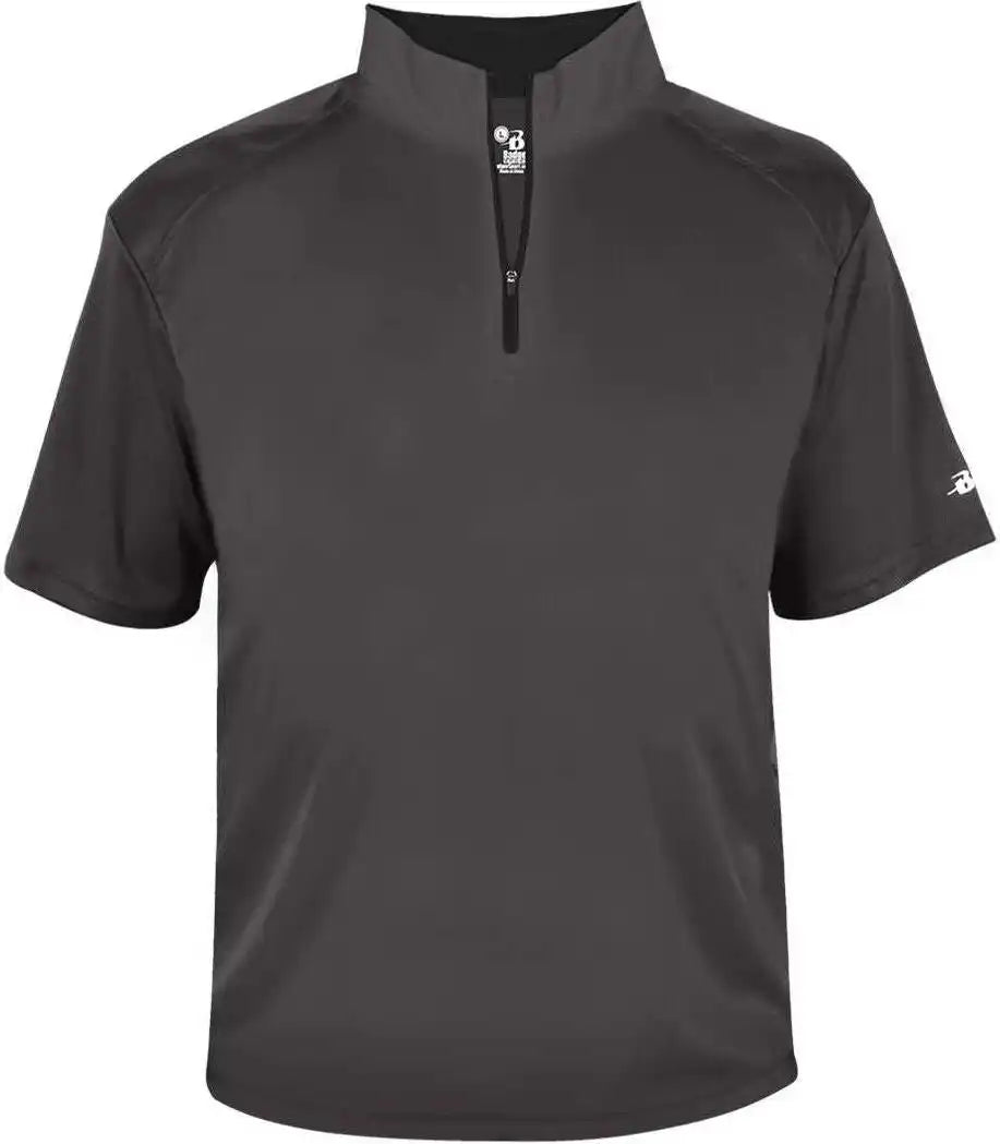 Badger Sport 4199 b Core Short Sleeve 1/4 Zip Graphite Black
