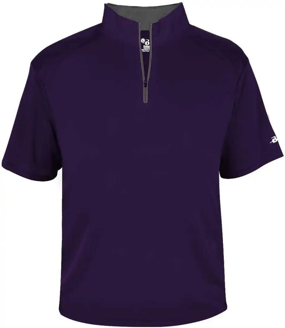 Badger Sport 4199 B-core Short Sleeve 1/4 Zip - Purple Graphite