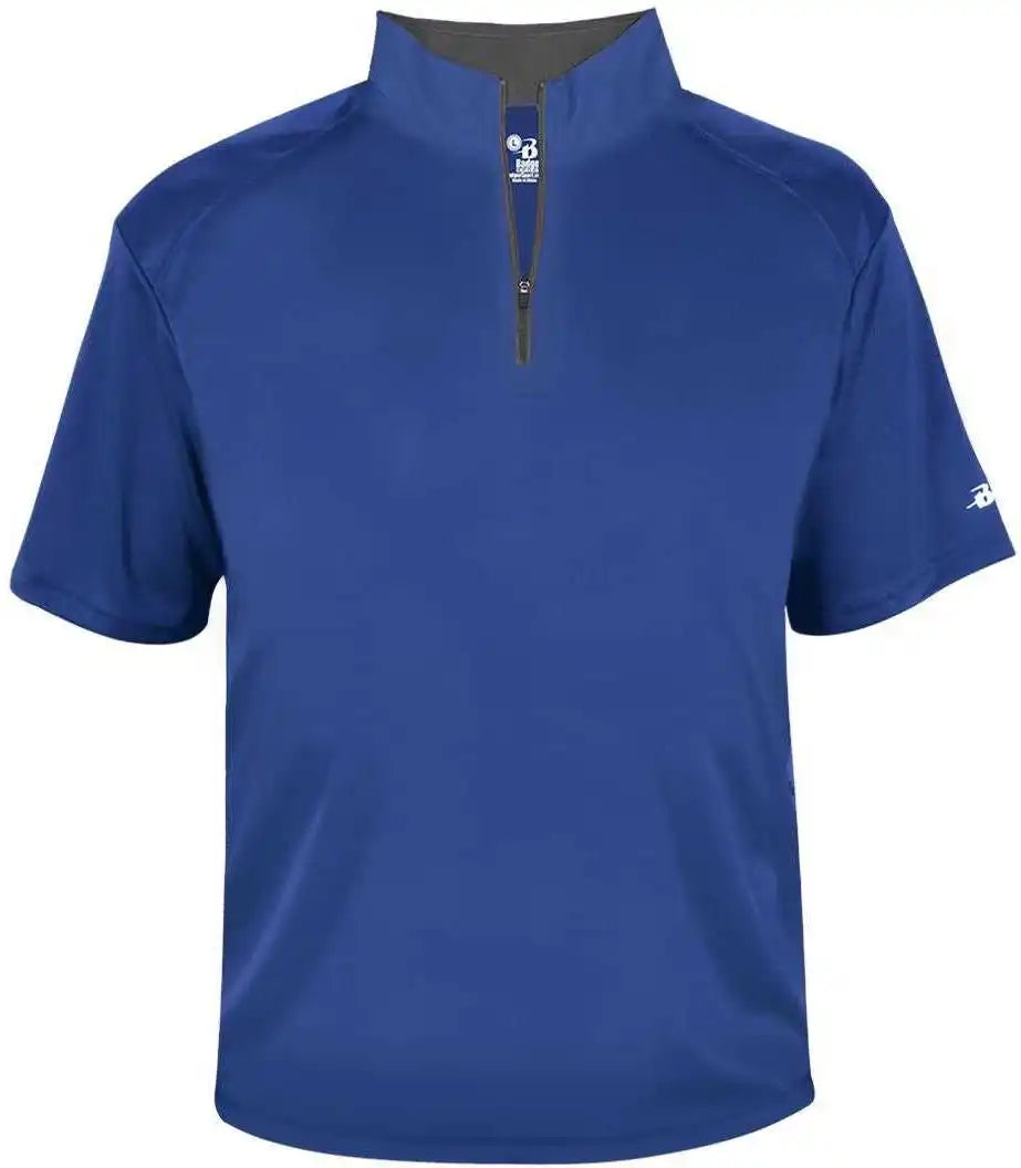 Badger Sport 4199 b Core Short Sleeve 1/4 Zip Royal Graphite