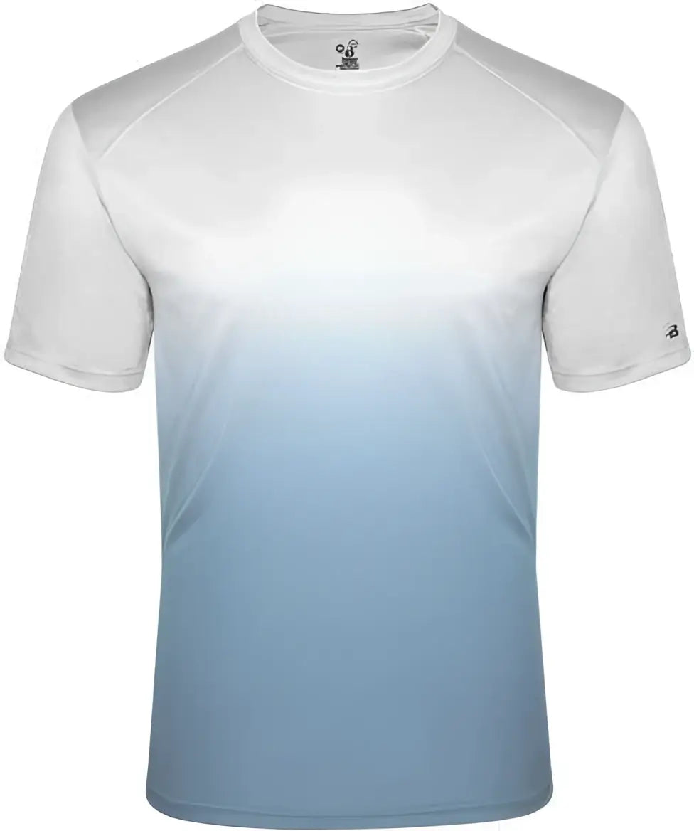 Badger Sport 4203 Ombre Tee - White Columbia Blue - Adult Xl
