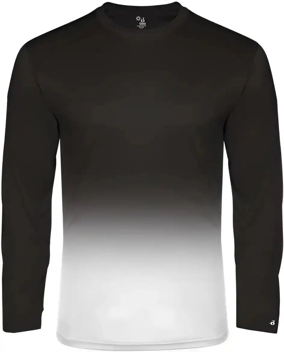 Badger Sport 4204 Ombre Long Sleeve Tee - Black White