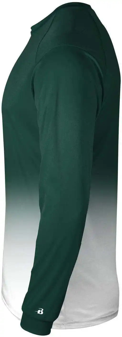 Badger Sport 4204 Ombre Long Sleeve Tee - Forest White