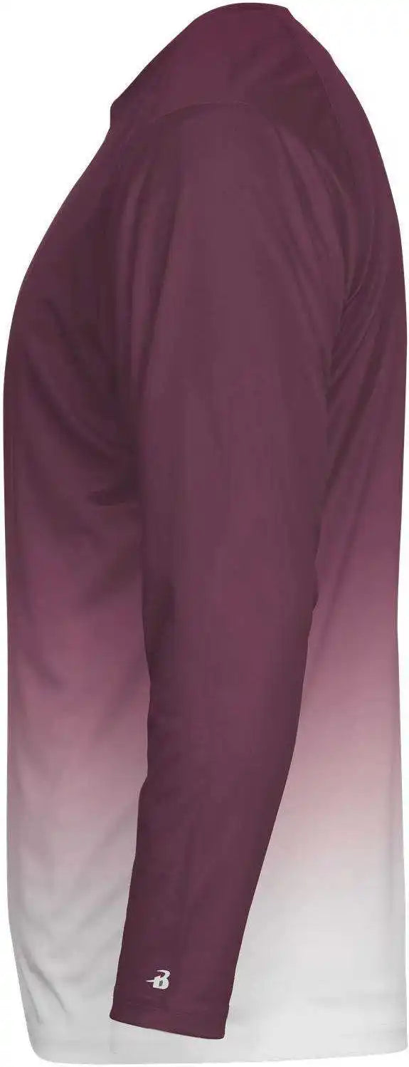 Badger Sport 4204 Ombre Long Sleeve Tee - Maroon White