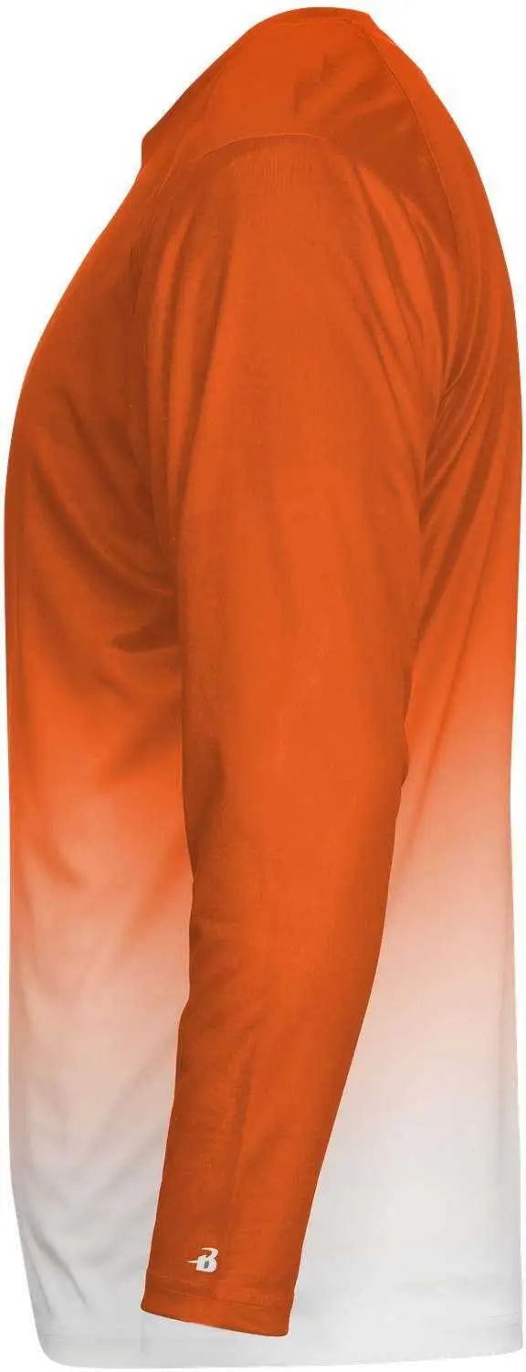 Badger Sport 4204 Ombre Long Sleeve Tee - Orange White - Adult m