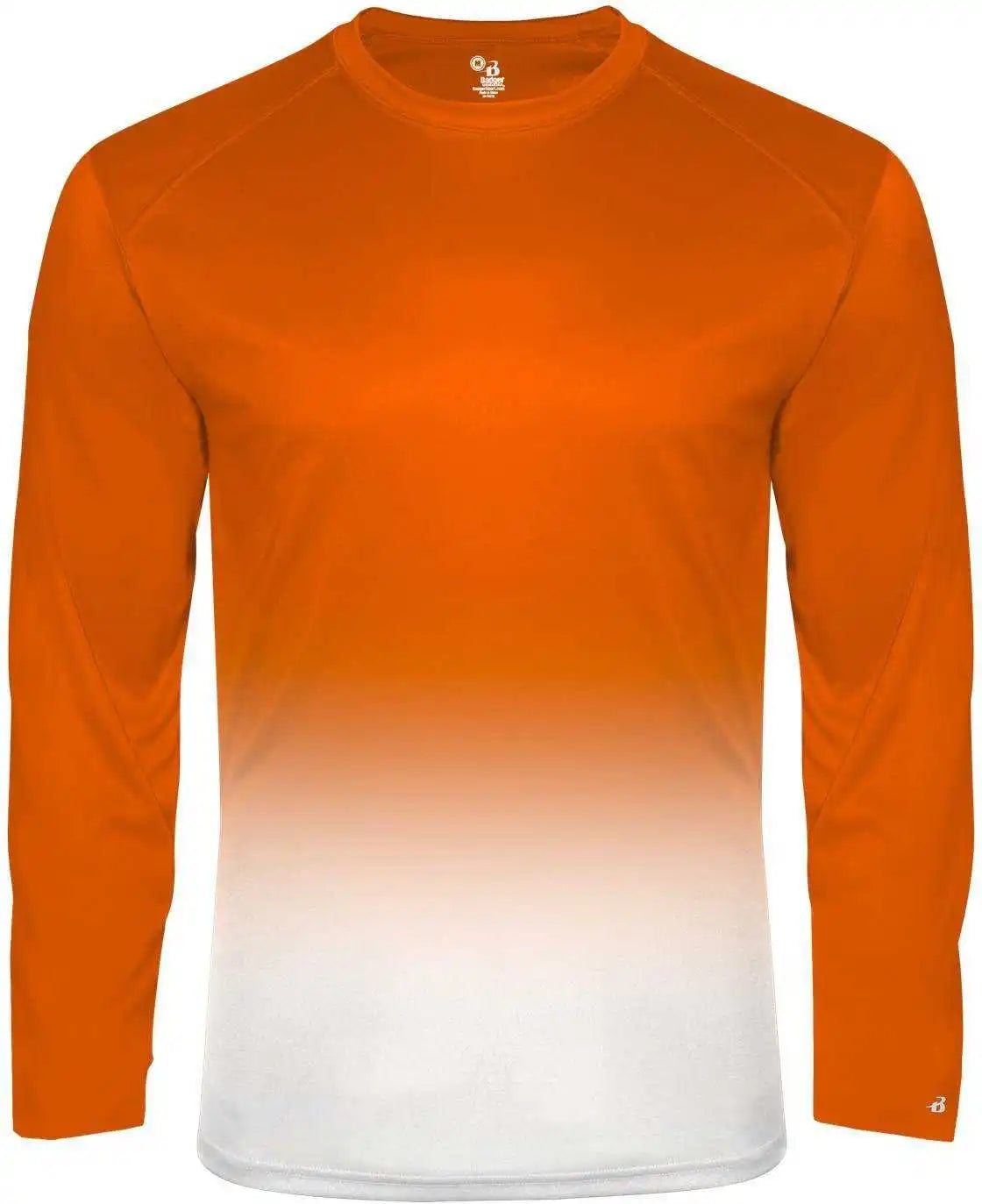 Badger Sport 4204 Ombre Long Sleeve Tee - Orange White - Adult m