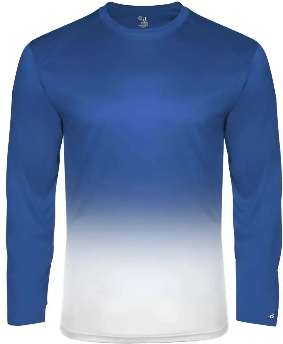 Badger Sport 4204 Ombre Long Sleeve Tee - Royal White