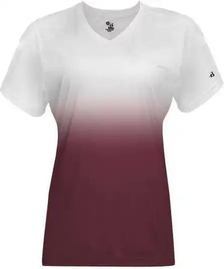 Badger Sport 4207 Ombre Women’s Tee - White Maroon