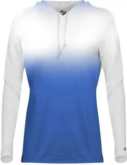 Badger Sport 4208 Ombre Women’s Hoodie Tee - Royal White