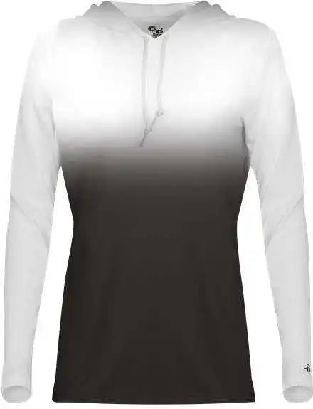 Badger Sport 4208 Ombre Women’s Hoodie Tee - White Black