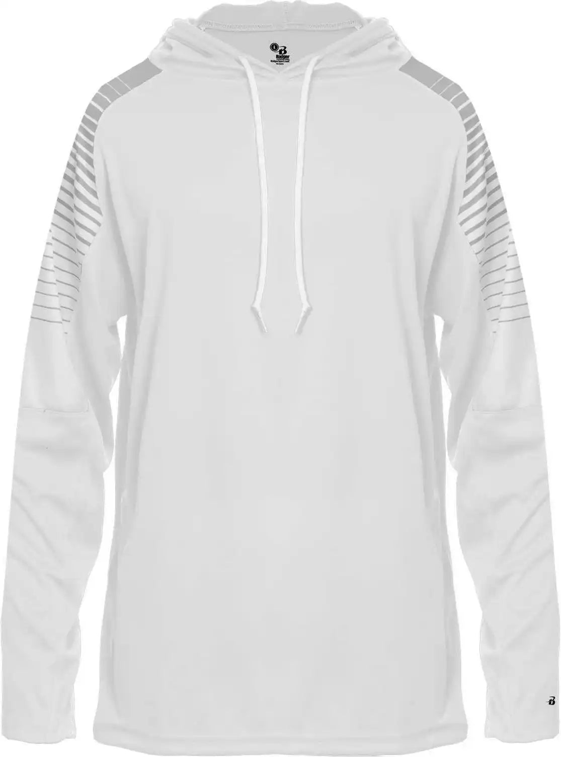 Badger Sport 4211 Lineup Hoodie Tee White Silver