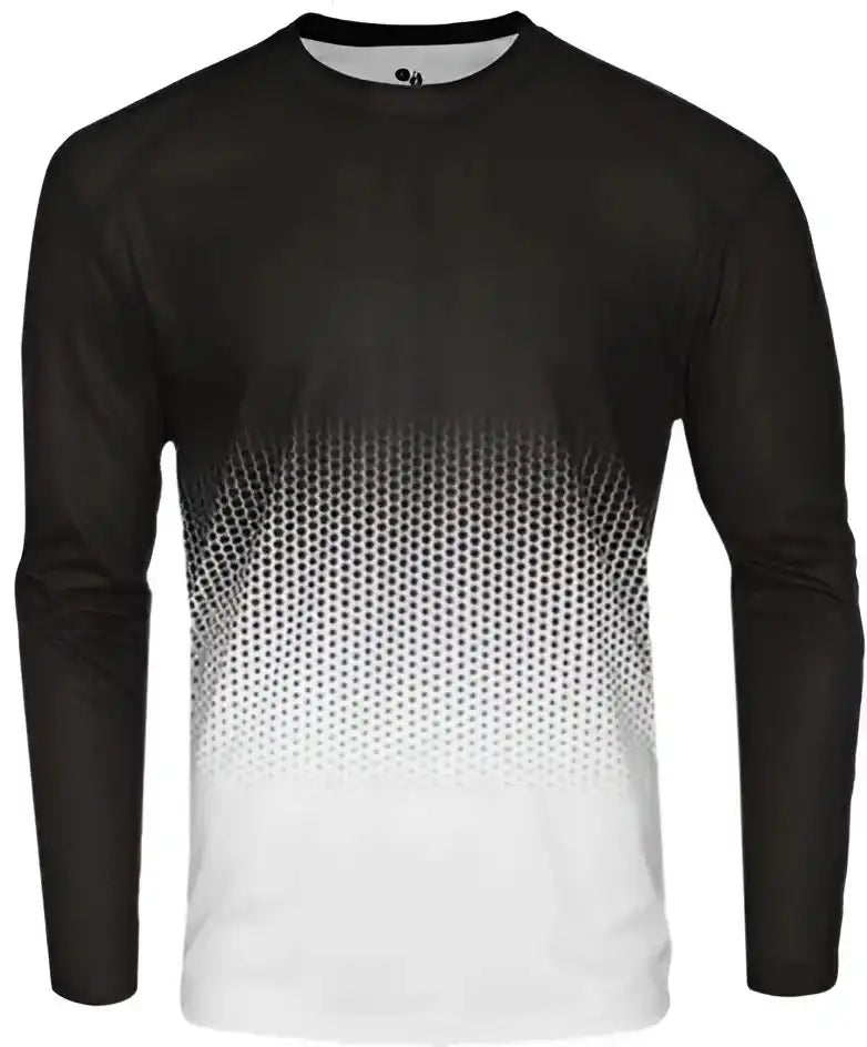 Badger Sport 4224 Hex Long Sleeve Tee - Black