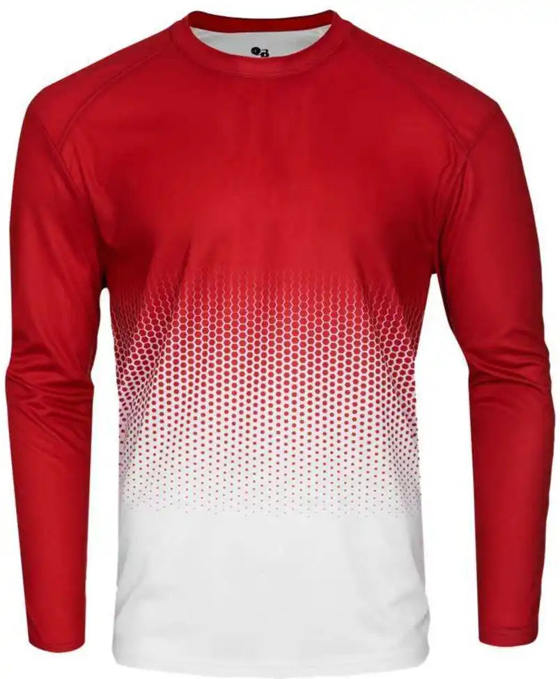 Badger Sport 4224 Hex Long Sleeve Tee - Red