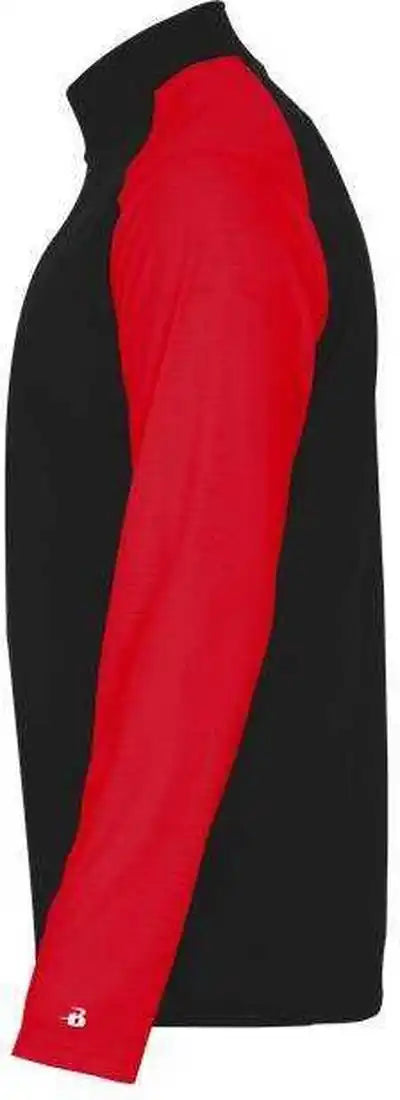 Badger Sport 4231 Breakout 1/4 Zip Black Red