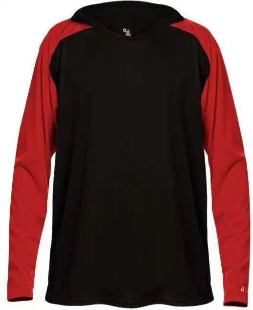 Badger Sport 4235 Breakout Adult Hoodie Tee - Black Red
