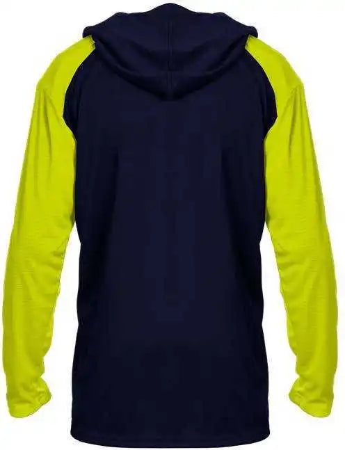 Badger Sport 4235 Breakout Adult Hoodie Tee - Navy Safety Yellow