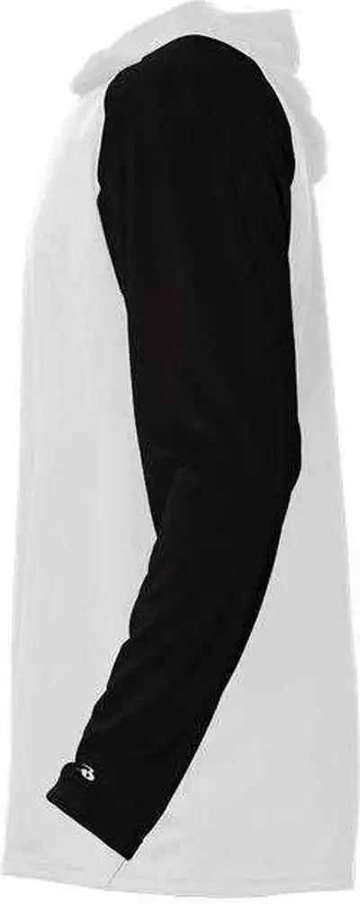 Badger Sport 4235 Breakout Adult Hoodie Tee - White Black