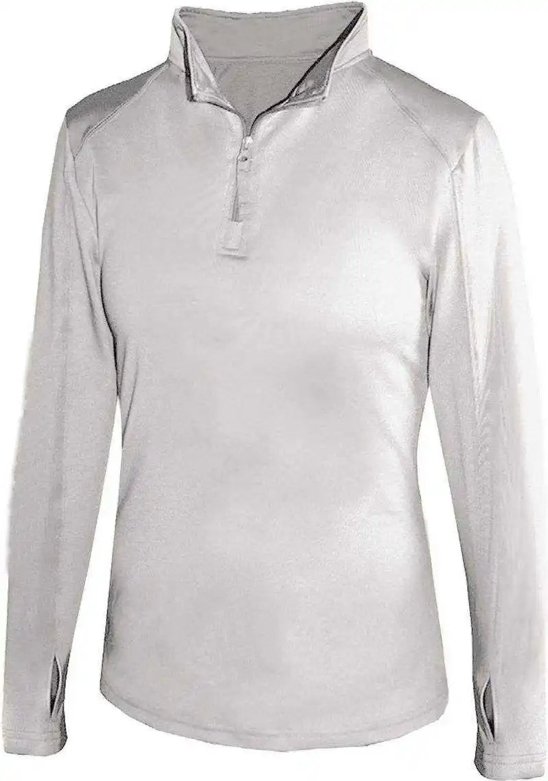 Badger Sport 4286 1/4 Zip Ladies Lightweight Pullover Silver