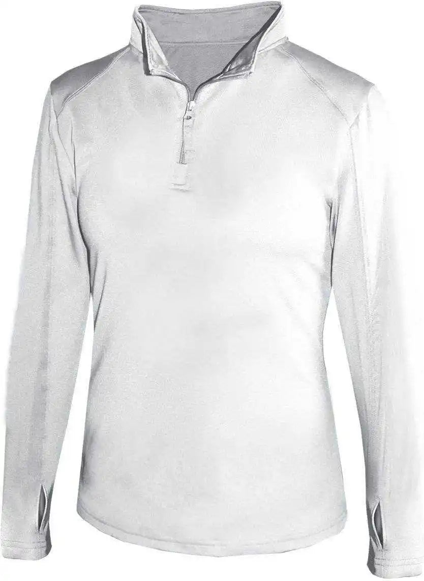 Badger Sport 4286 1/4 Zip Ladies Lightweight Pullover - White