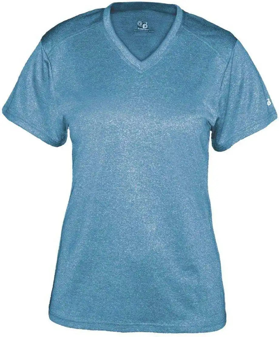 Badger Sport 4362 Pro Heather Ladies V-neck Tee - Columbia Blue