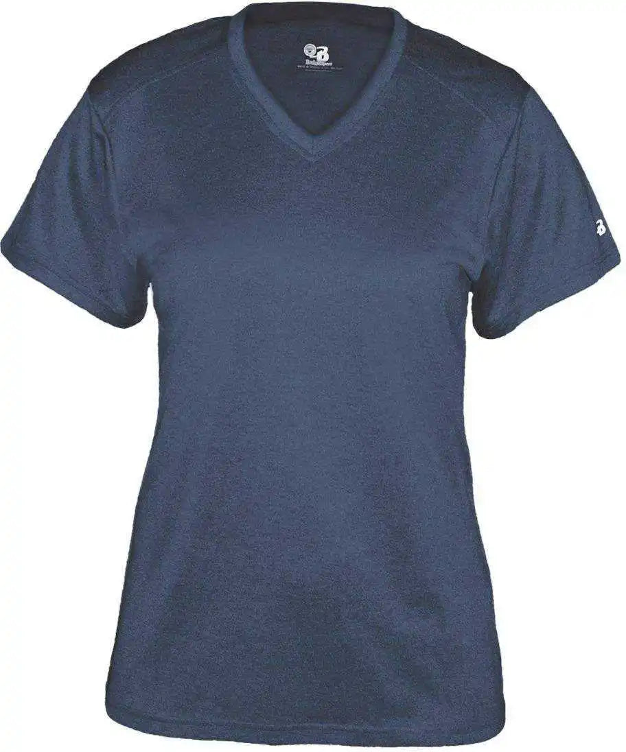 Badger Sport 4362 Pro Heather Ladies V-neck Tee - Navy