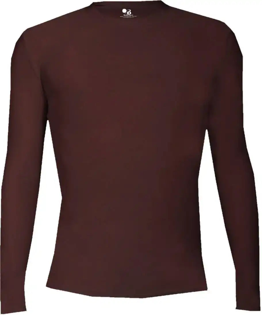 Badger Sport 4605 Pro Compression Long Sleeve Crew Maroon