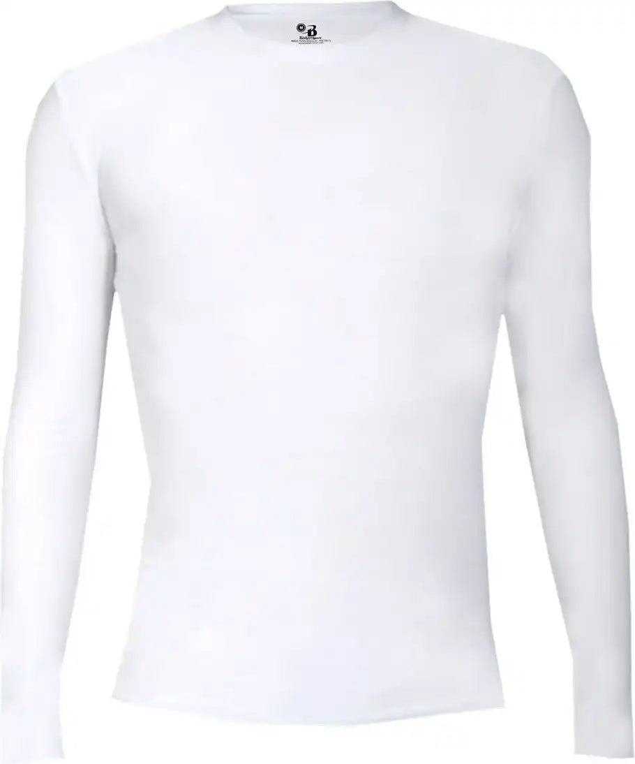 Badger Sport 4605 Pro Compression Long Sleeve Crew White