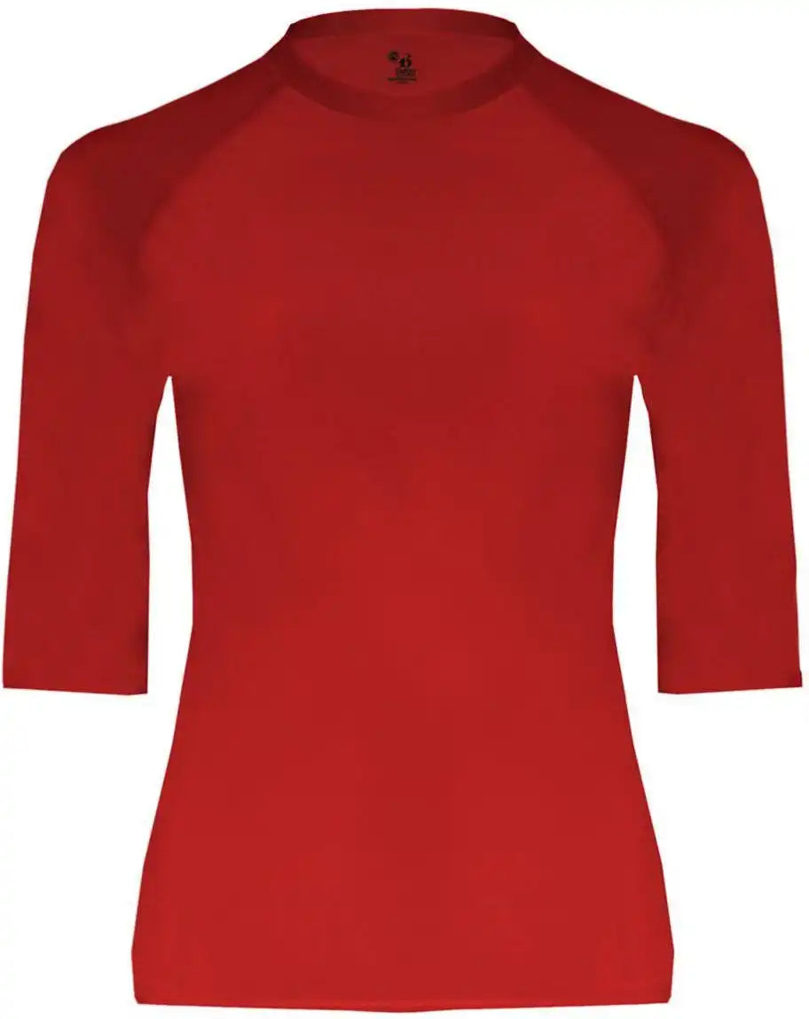 Badger Sport 4627 Pro Comprssion Half Sleeve Crew Red