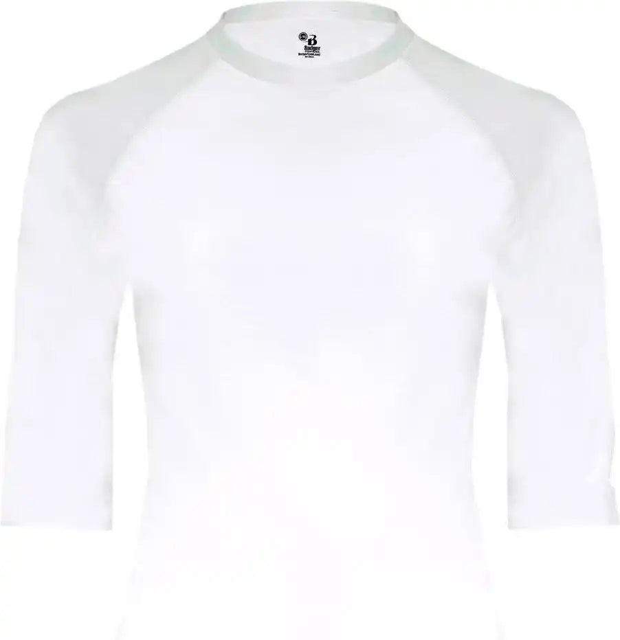 Badger Sport 4627 Pro Comprssion Half Sleeve Crew White
