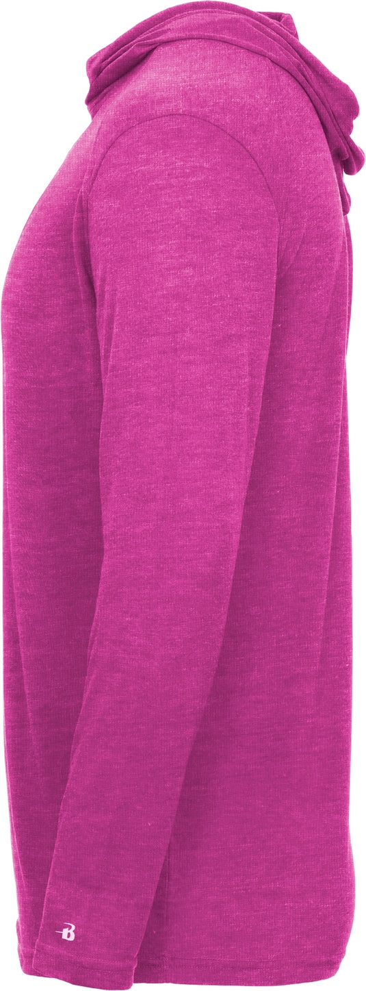 Badger Sport 4905 Tri-blend Surplice Hoodie Tee - Hot Pink Heather
