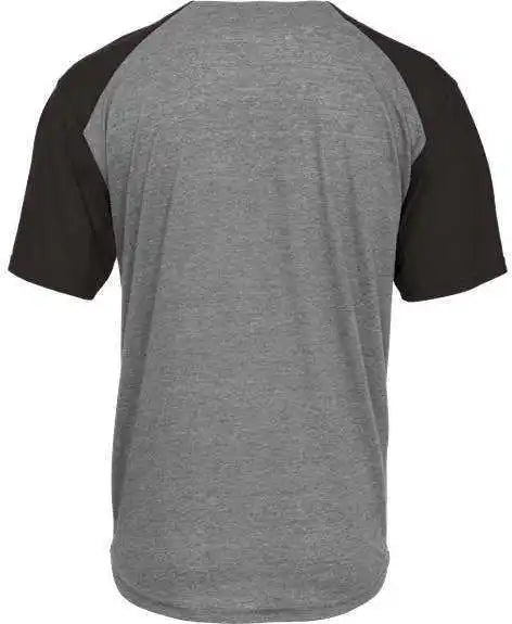 Badger Sport 495000 Tri Blend Full Button Tee Graphite Heather Black