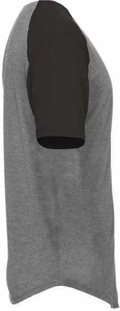 Badger Sport 495000 Tri Blend Full Button Tee Graphite Heather Black